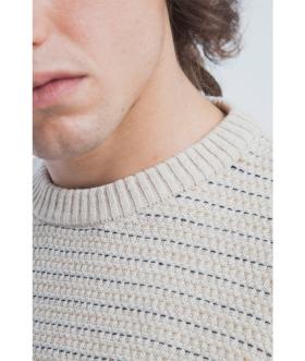 Thinking MU Ecru Lines Sweater
